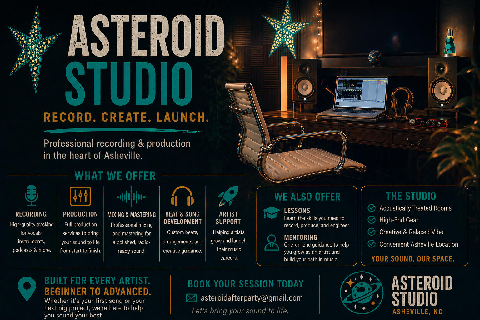 Real studio photo for Asteroid Studio